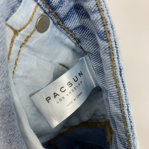 Pacsun Mom Shorts Blue Distressed Denim Fray Cutoff High Rise - Picture 16 of 16